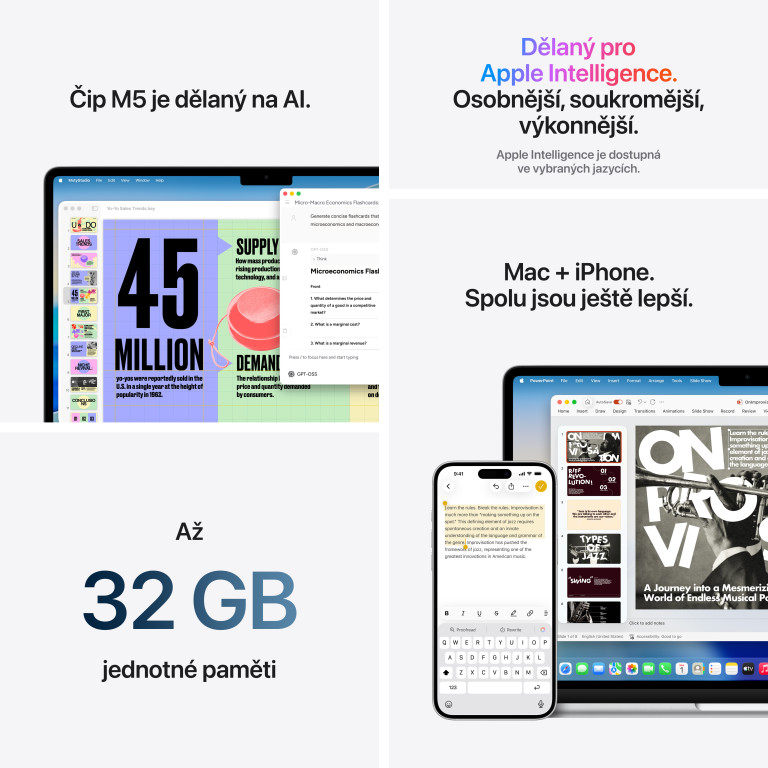 Apple MacBook Air 15" M5 16GB, 1TB SSD, hvězdně bílá