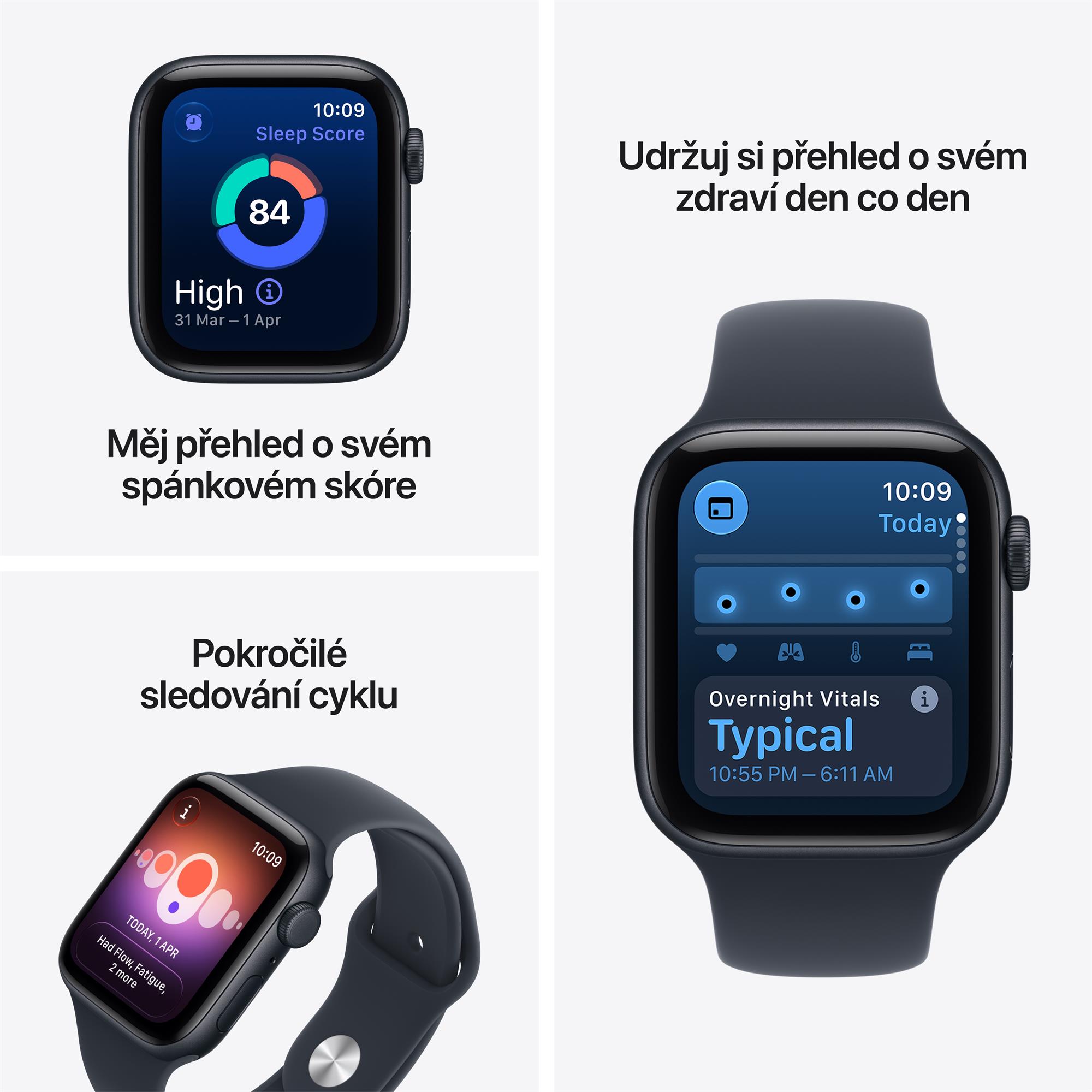 Apple Watch SE 3 GPS 44mm Midnight Aluminium Case with Navy Blue Sport Band - S/M