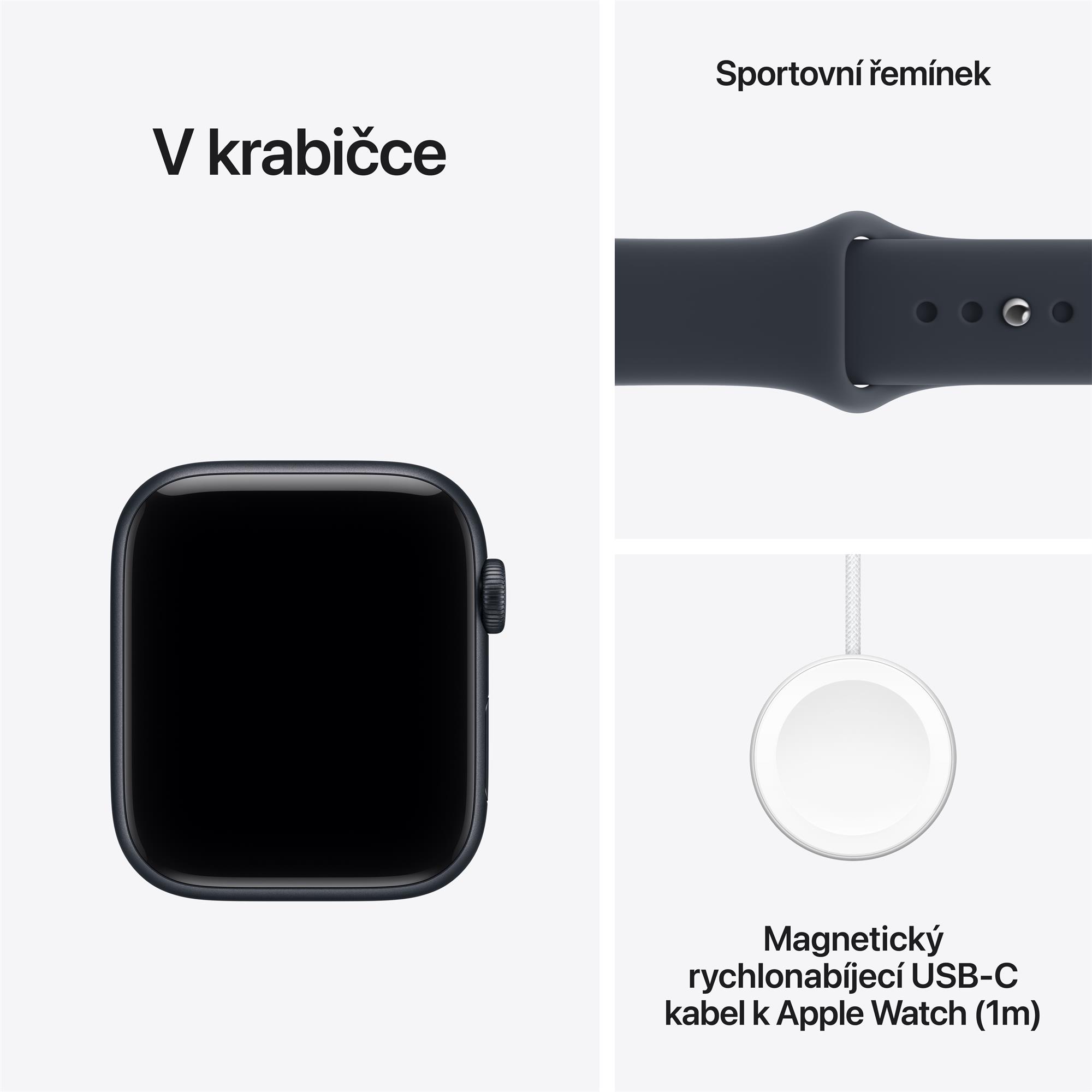 Apple Watch SE 3 GPS 44mm Midnight Aluminium Case with Navy Blue Sport Band - S/M