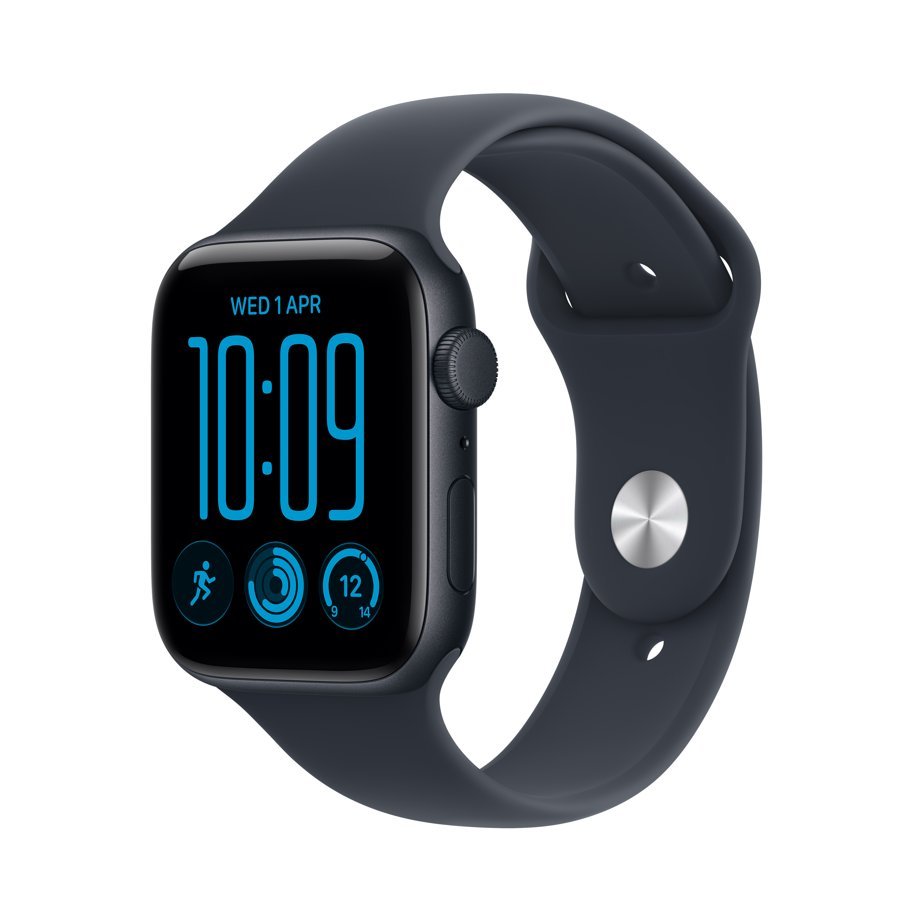 Apple Watch SE 3 GPS 44mm Midnight Aluminium Case with Navy Blue Sport Band - S/M