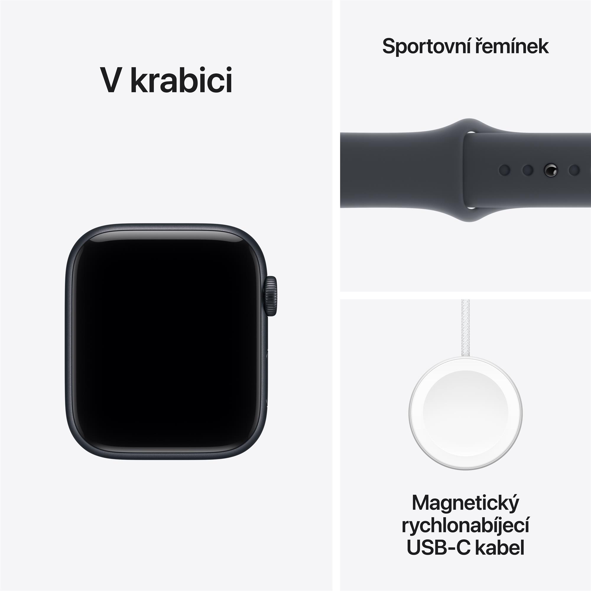 Apple Watch SE 3 GPS + Cellular 44mm Midnight Aluminium Case with Navy Blue Sport Band - M/L