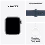 Apple Watch SE 40 mm strieborné hliníkové so športovým remienkom v búrkovo modrej farbe - M/L