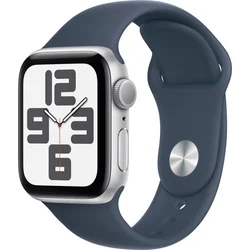 Apple Watch SE 40 mm strieborné hliníkové so športovým remienkom v búrkovo modrej farbe - S/M