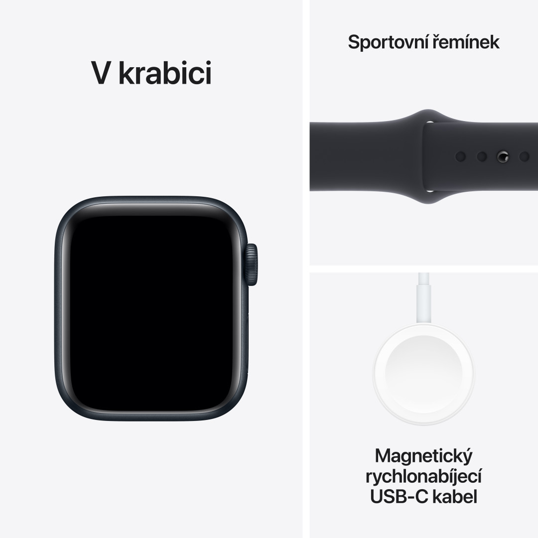 Apple Watch SE 40mm Temně inkoustový hliník s temně inkoustovým sportovním řemínkem - M/L