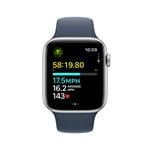 Apple Watch SE 44mm Stříbrný hliník s bouřkově modrým sportovním řemínkem - S/M