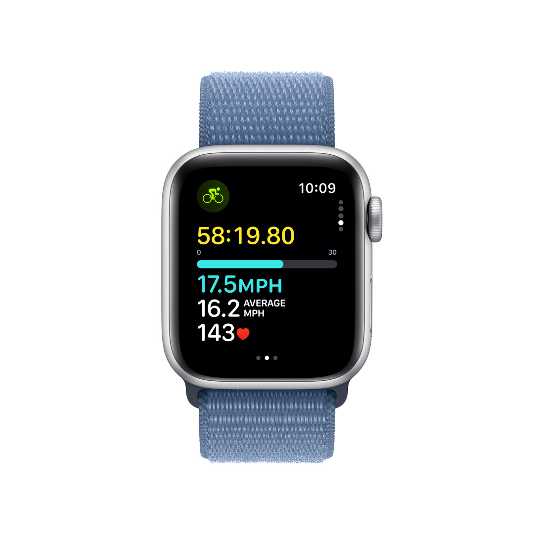 Apple Watch SE Cellular 40 mm Strieborný hliník s ľadovo modrým športovým remienkom
