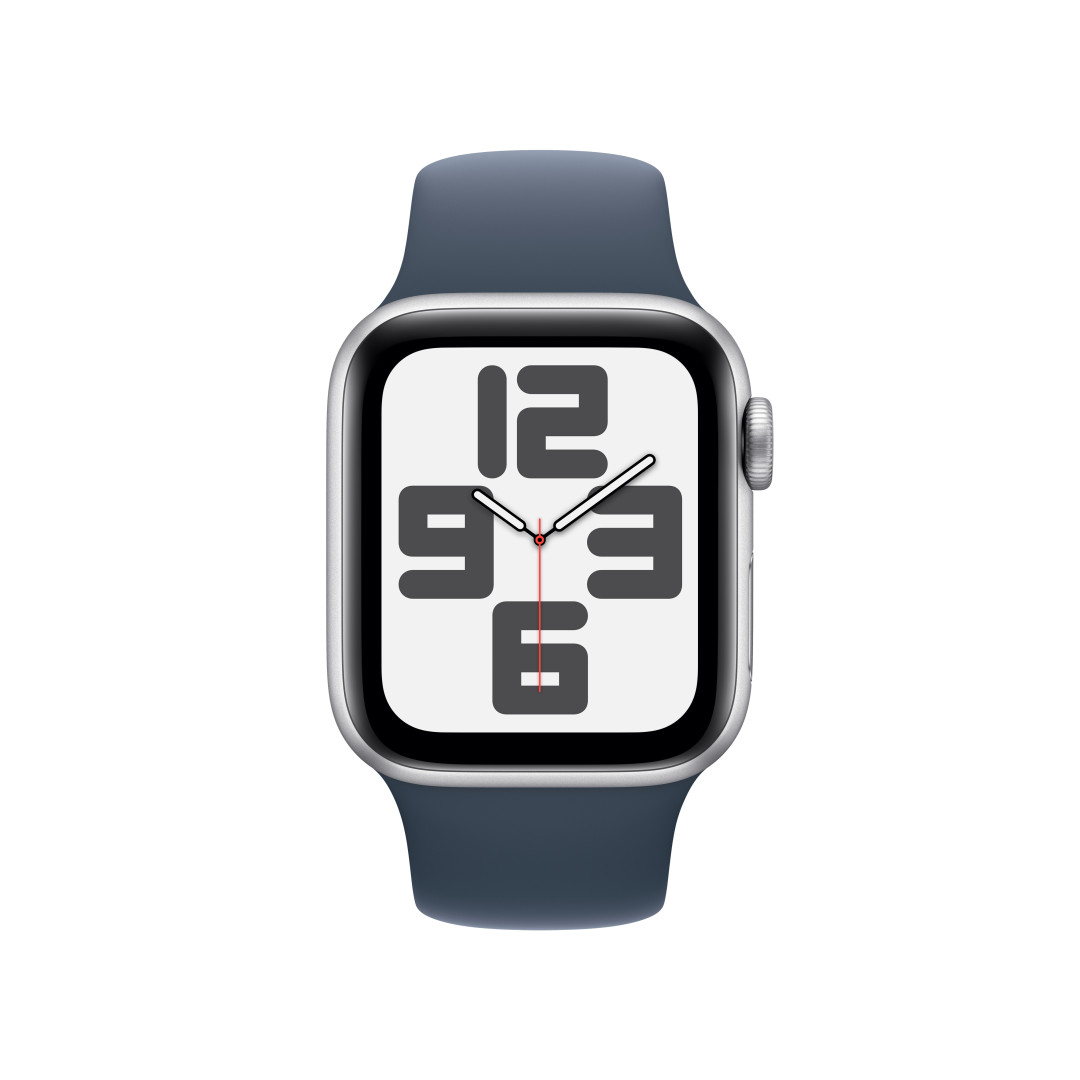 Apple Watch SE Cellular 40mm Stříbrný hliník s bouřkově modrým sportovním řemínkem - M/L