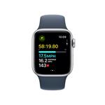 Apple Watch SE Cellular 40mm Stříbrný hliník s bouřkově modrým sportovním řemínkem - S/M