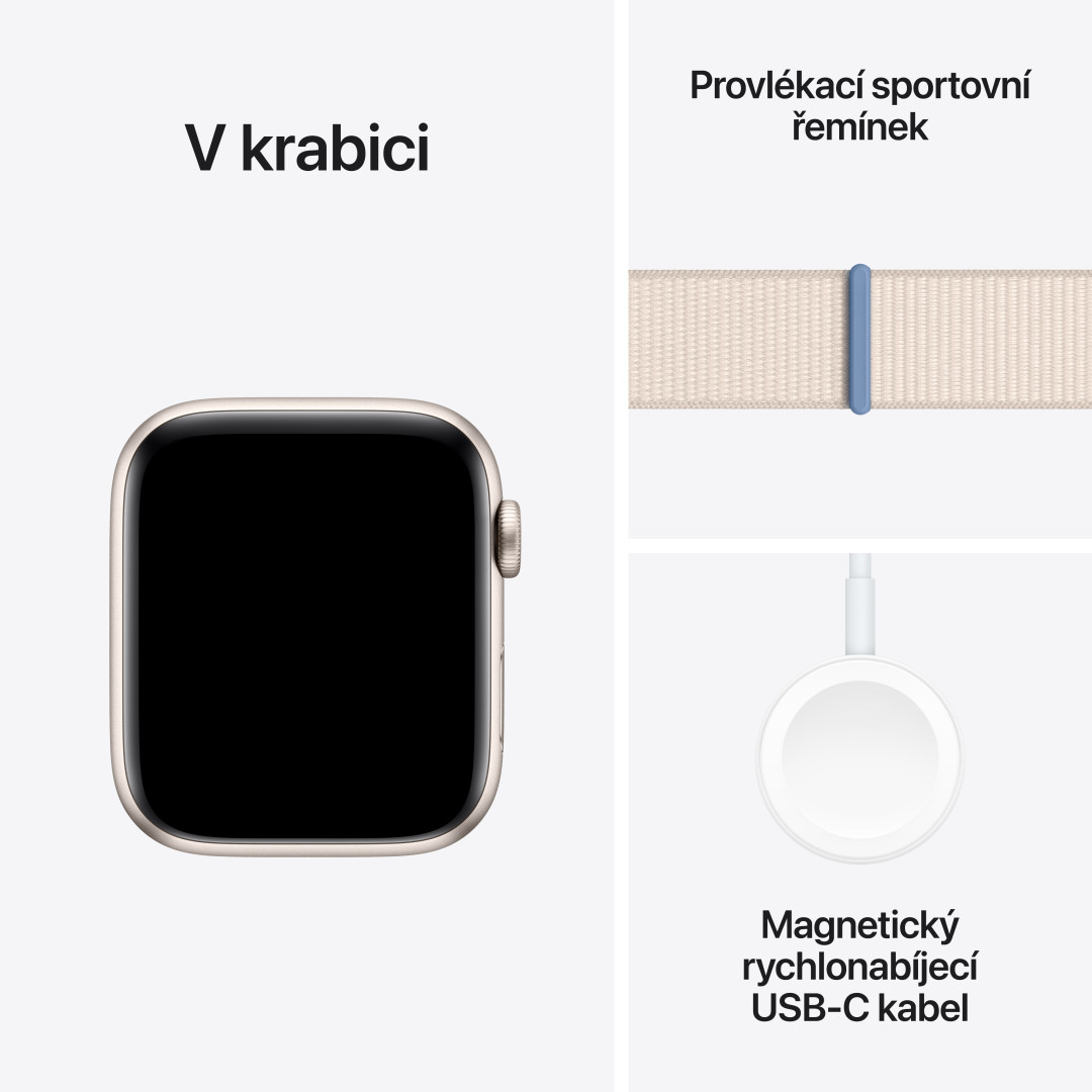 Apple Watch SE Cellular 44mm Hvězdně bílý hliník s hvězdně bílým provlékacím sportovním řemínkem