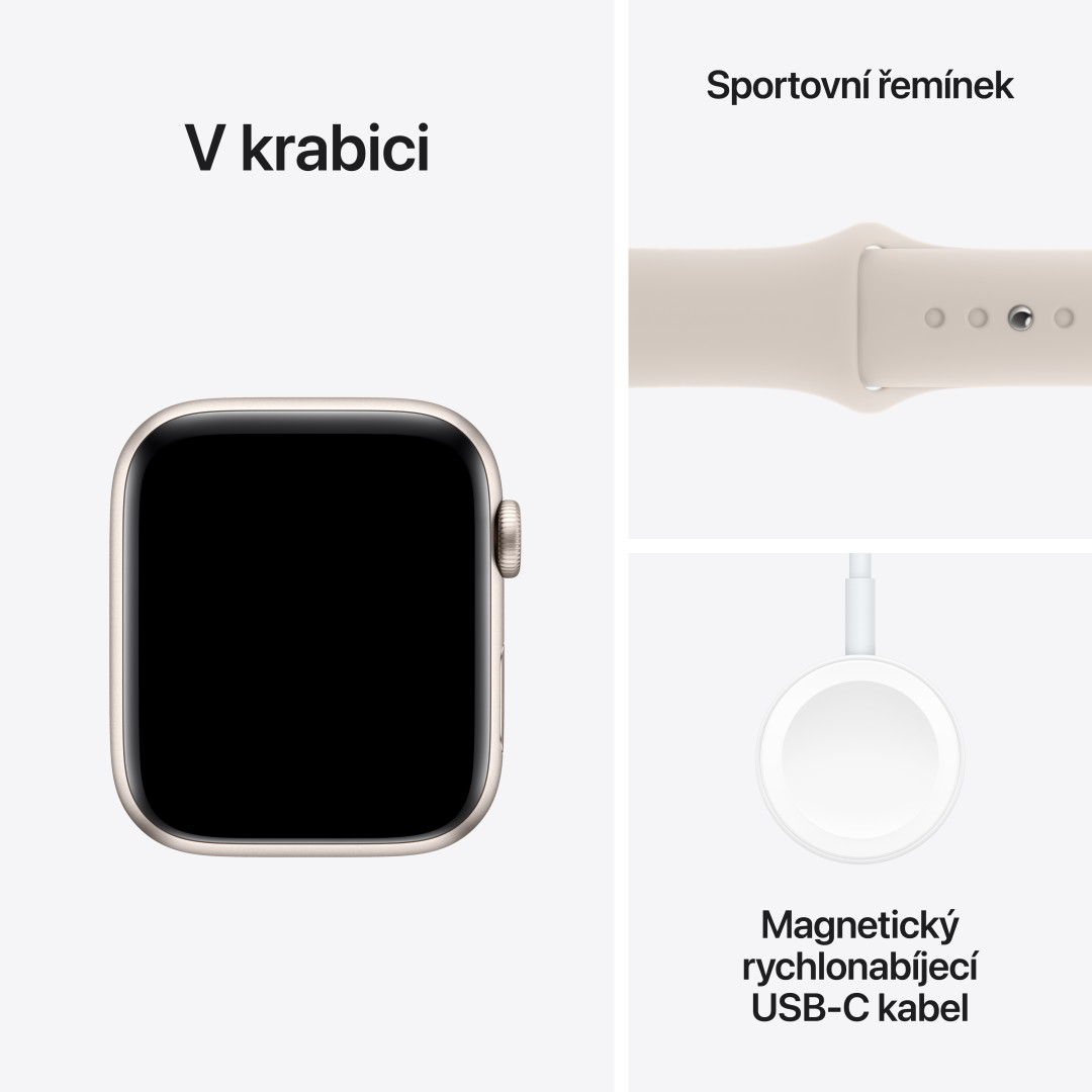 Apple Watch SE Cellular 44mm Hvězdně bílý hliník s hvězdně bílým sportovním řemínkem - M/L