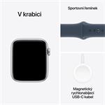 Apple Watch SE Cellular 44mm Stříbrný hliník s bouřkově modrým sportovním řemínkem - M/L