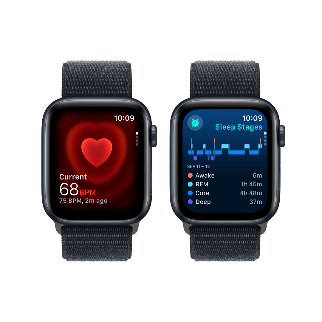 Apple Watch SE Cellular 44mm Temně inkoustový hliník s temně inkoustovým provlékacím řemínkem