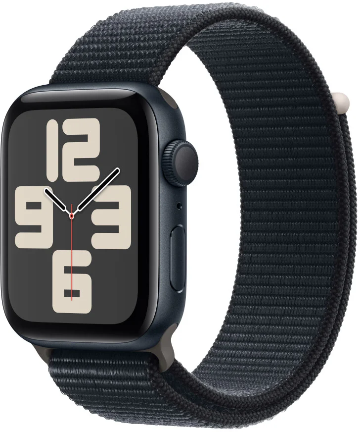 Apple Watch SE Cellular 44mm Temně inkoustový hliník s temně inkoustovým provlékacím řemínkem