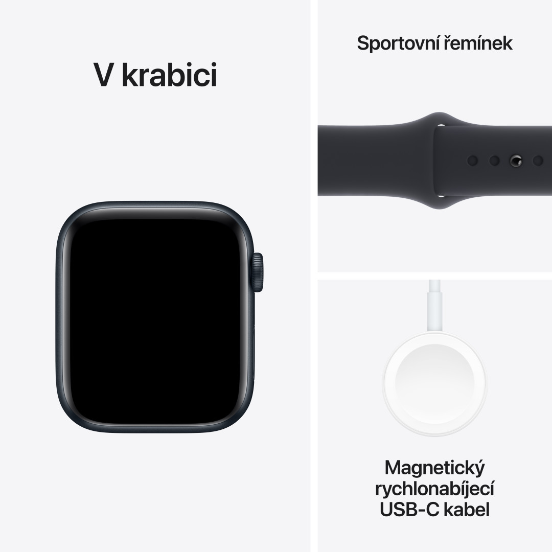 Apple Watch SE Cellular 44mm Temně inkoustový hliník s temně inkoustovým sportovním řemínkem - M/L