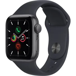 APPLE Watch SE GPS, 40mm Space Grey Aluminium Case with Midnight Sport Band - Regular (mkq13hc/a)