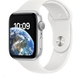 Apple Watch SE GPS 44 mm Strieborné hliníkové puzdro s bielym športovým remienkom - Bežné (mnk23cs/a)