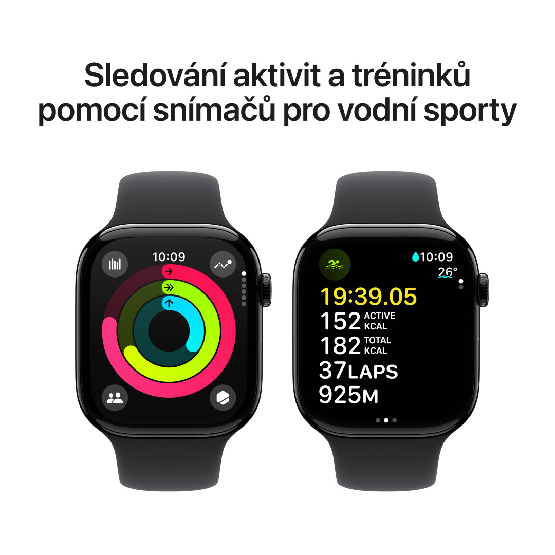 Apple Watch Series 10 GPS 42mm Jet Black Aluminium Case with Black Sport Band - S/M (MWWE3QC/A)