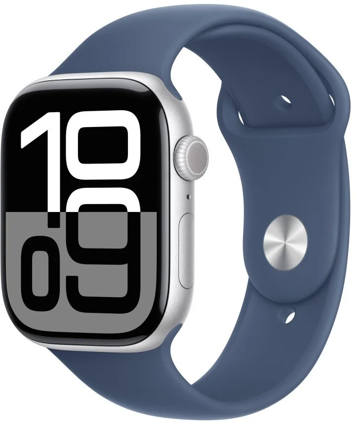 Apple Watch Series 10 GPS 42mm Silver Aluminium Case with Denim Sport Band - S/M (MWWA3QC/A)