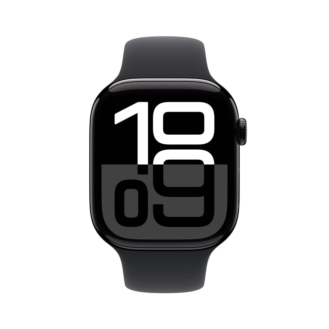 Apple Watch Series 10 GPS 46mm Jet Black Aluminium Case with Black Sport Band - S/M (MWWP3QC/A)
