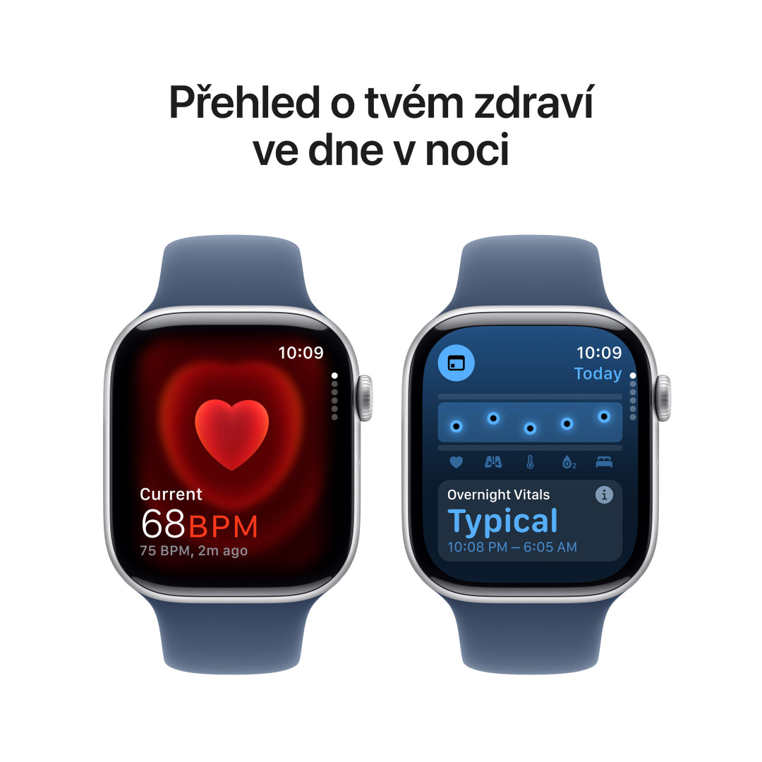 Apple Watch Series 10 GPS 46mm strieborné hliníkové puzdro so športovým denimovým remienkom - M/L (MWWM3QC/A)