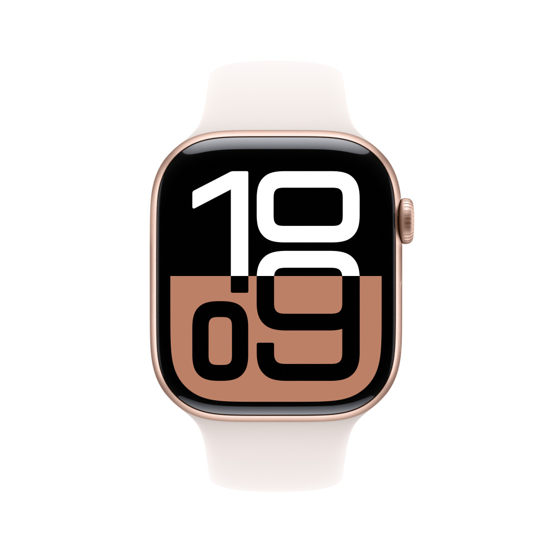 Apple Watch Series 10 GPS + Cellular 42mm Rose Gold Aluminium Case with Light Blush Sport Band - M/L (MWXA3QC/A)