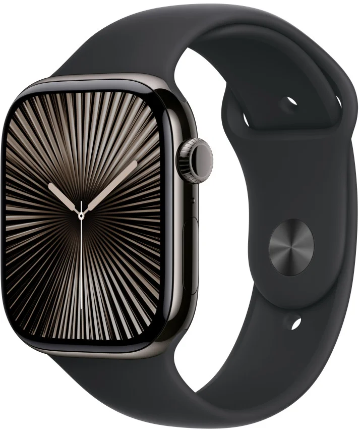 Apple Watch Series 10 GPS + Cellular 42mm Slate Titanium Case with Black Sport Band - M/L (MWXH3QC/A)