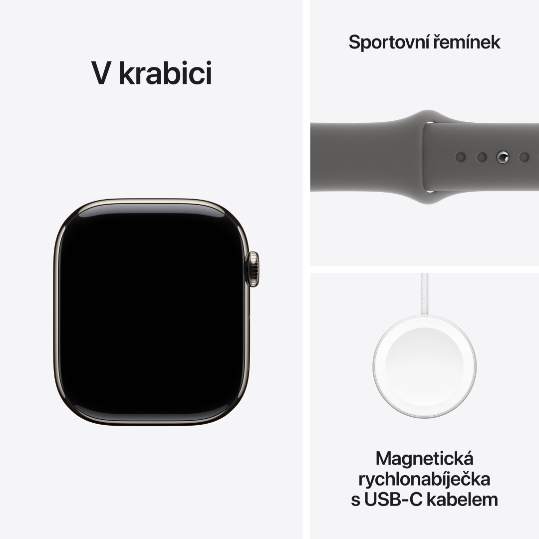 Apple Watch Series 10 GPS + Cellular 46 mm puzdro z prírodného titánu s kamenným športovým remienkom - M/L (MWYA3QC/A)