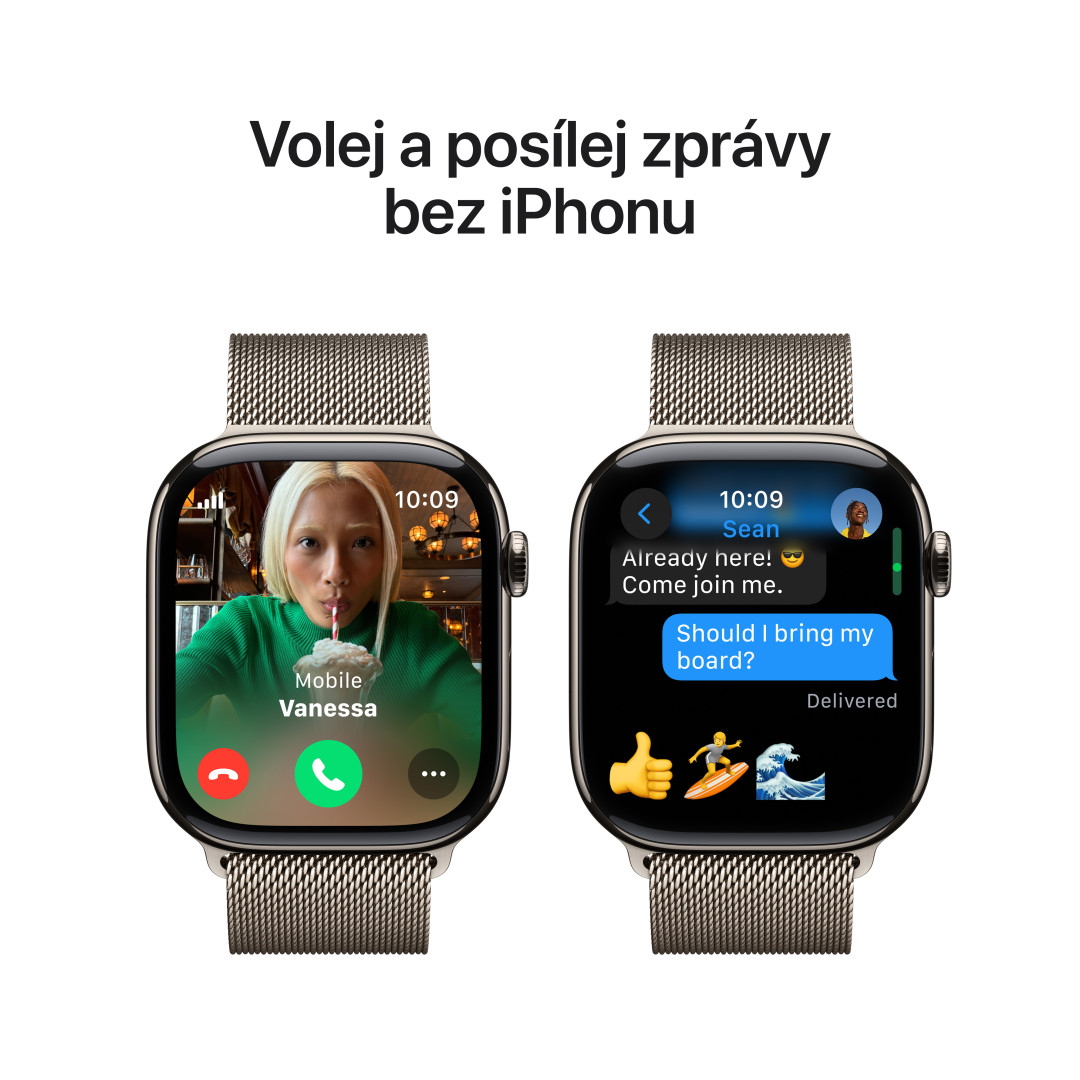 Apple Watch Series 10 GPS + Cellular 46mm puzdro z prírodného titánu s prírodnou milánskou slučkou - S/M (MC7Q4QC/A)