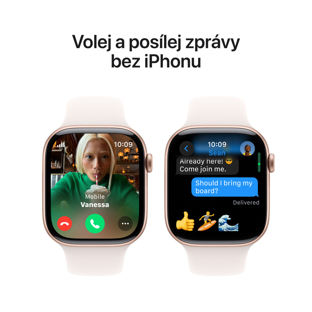 Apple Watch Series 10 GPS + Cellular 46mm Rose Gold Aluminium Case with Light Blush Sport Band - M/L (MWY73QC/A)