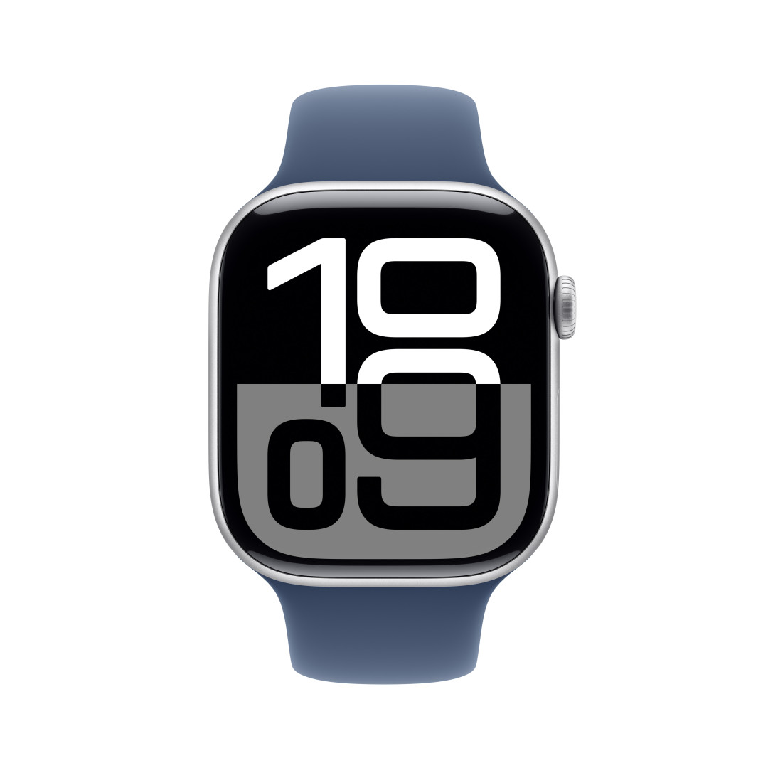 Apple Watch Series 10 GPS + Cellular 46mm strieborné hliníkové puzdro so športovým denimovým remienkom - M/L (MWY13QC/A)