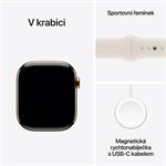 Apple Watch Series 10 GPS + Cellular 46mm zlaté titánové puzdro so športovým remienkom Starlight - M/L (MWYY3QC/A)