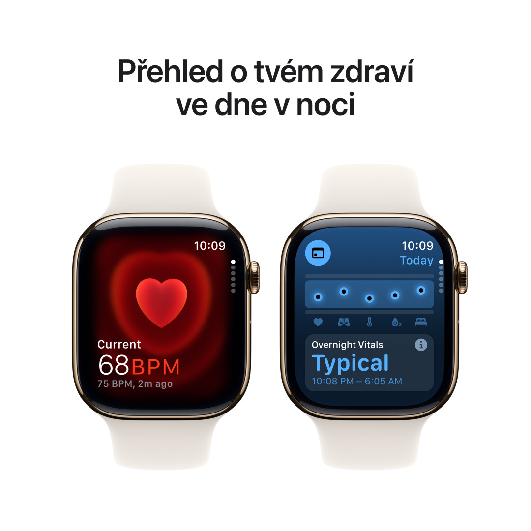 Apple Watch Series 10 GPS + Cellular 46mm zlaté titánové puzdro so športovým remienkom Starlight - S/M (MWYX3QC/A)