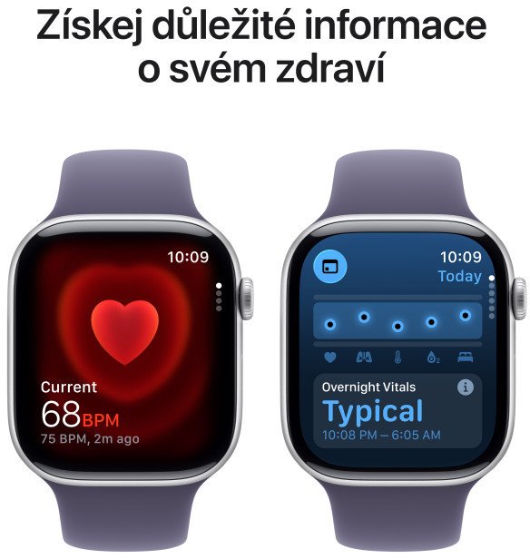 Apple Watch Series 11 GPS 42 mm strieborné puzdro Fialový športový remienok - S/M