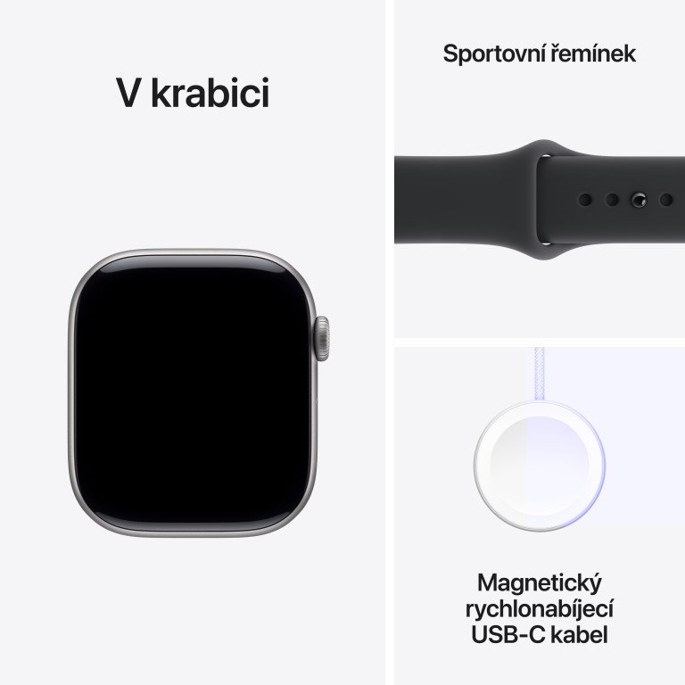 Apple Watch Series 11 GPS 46 mm vesmírne sivé, čierny športový remienok - M/L