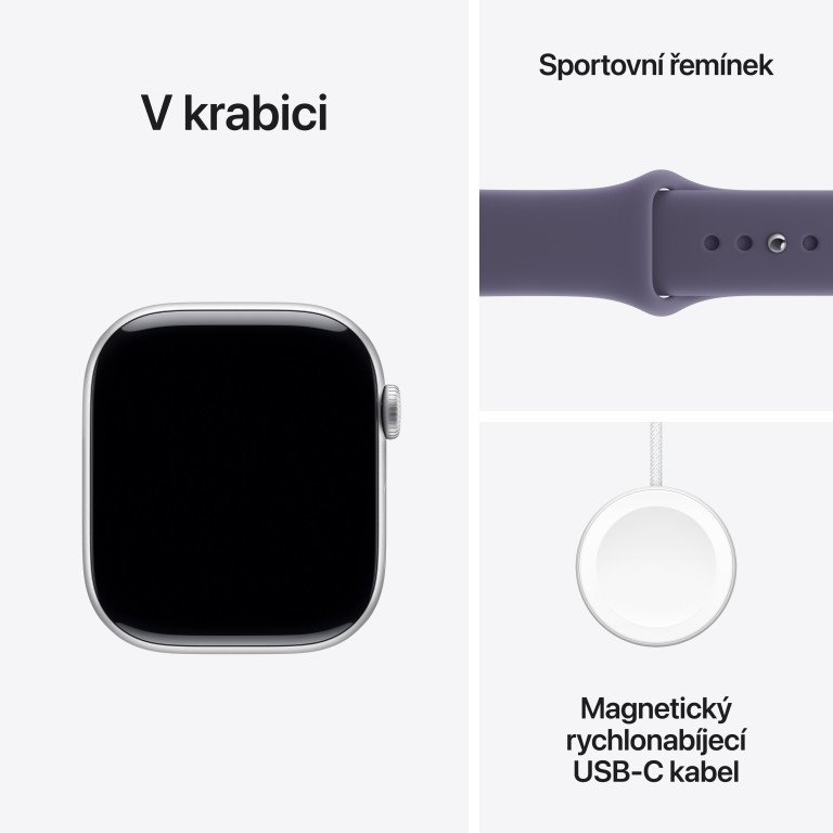 Apple Watch Series 11 GPS 46mm hliníkové puzdro Fialový športový remienok - S/M