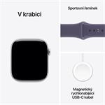 Apple Watch Series 11 GPS 46mm strieborné hliníkové puzdro s fialovým športovým remienkom - M/L