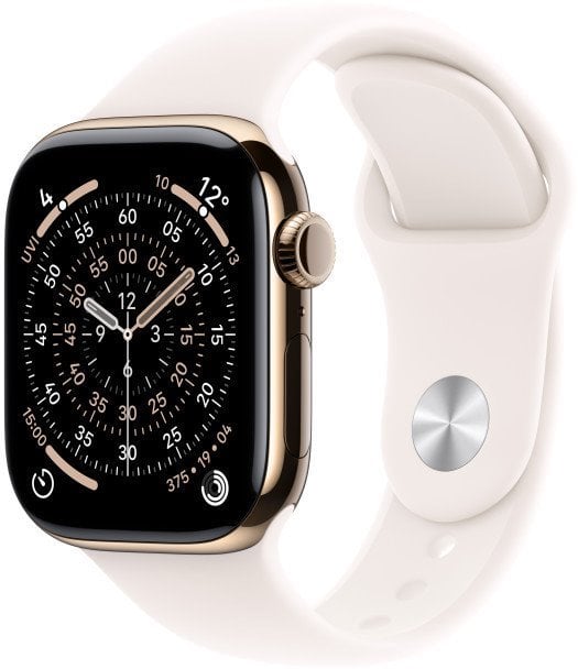 Apple Watch Series 11 GPS + Cellular 42mm Gold Titanium Case with Light Blush Sport Band - M/L