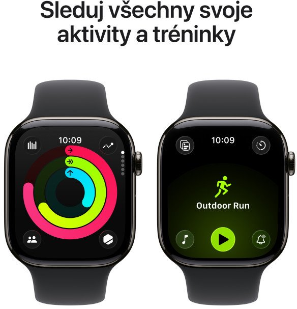 Apple Watch Series 11 GPS + Cellular 42mm Slate Titanium Case with Black Sport Band - M/L