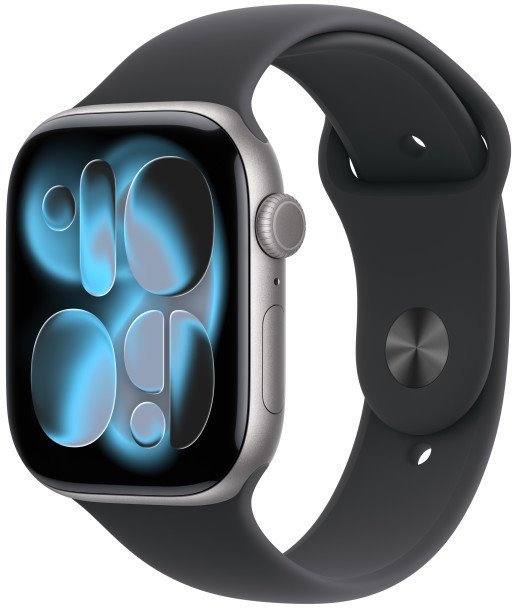 Apple Watch Series 11 GPS + Cellular 42mm Space Grey Aluminium Case with Black Sport Band - M/L