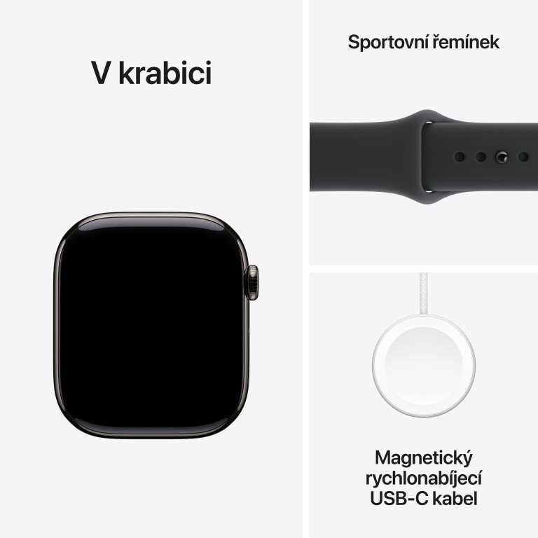 Apple Watch Series 11 GPS + Cellular 46 mm Titanium + čierny športový remienok - M/L