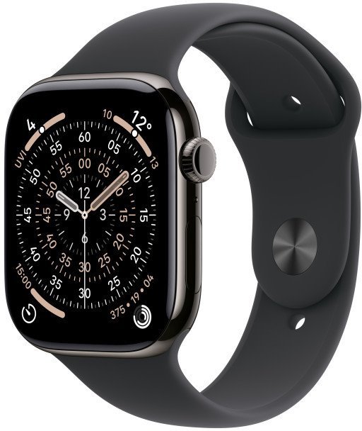 Apple Watch Series 11 GPS + Cellular 46 mm Titanium + čierny športový remienok - M/L
