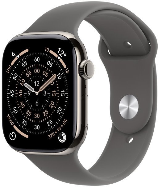 Apple Watch Series 11 GPS + Cellular 46 mm Titanium + Šedý športový remienok - S/M