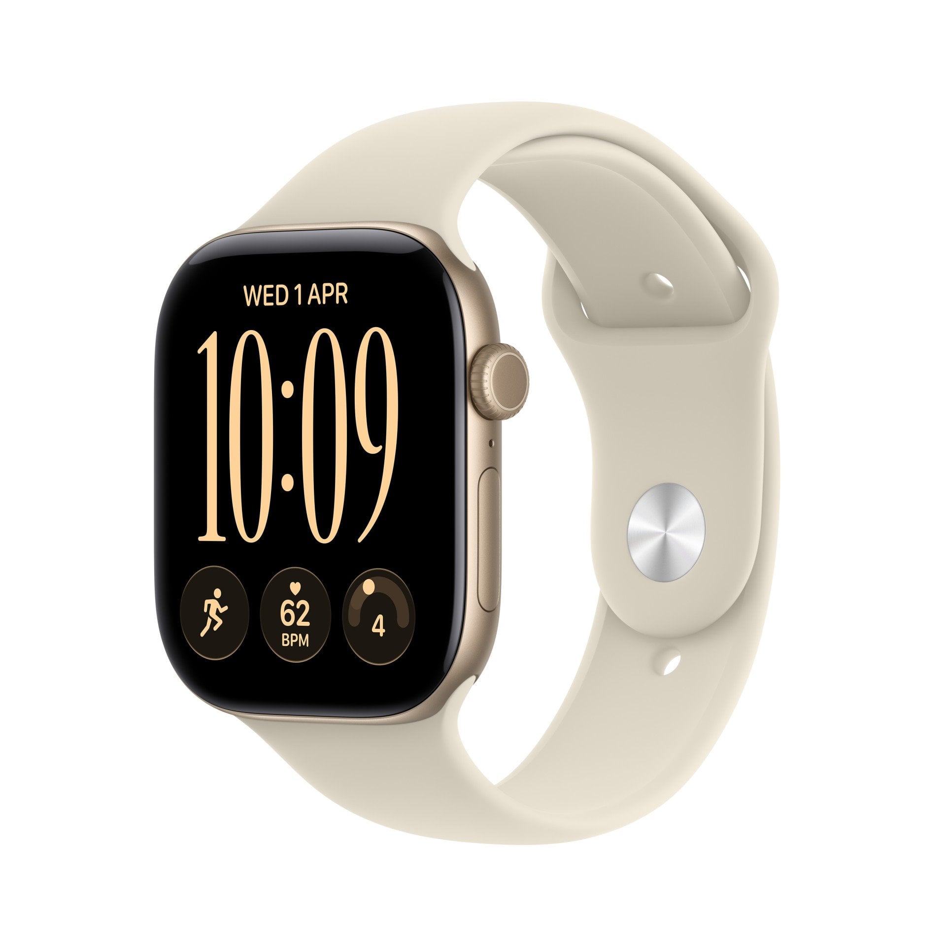 Apple Watch Series 12 GPS 42mm Light Gold Aluminium Case with Sand Sport Band - M/L