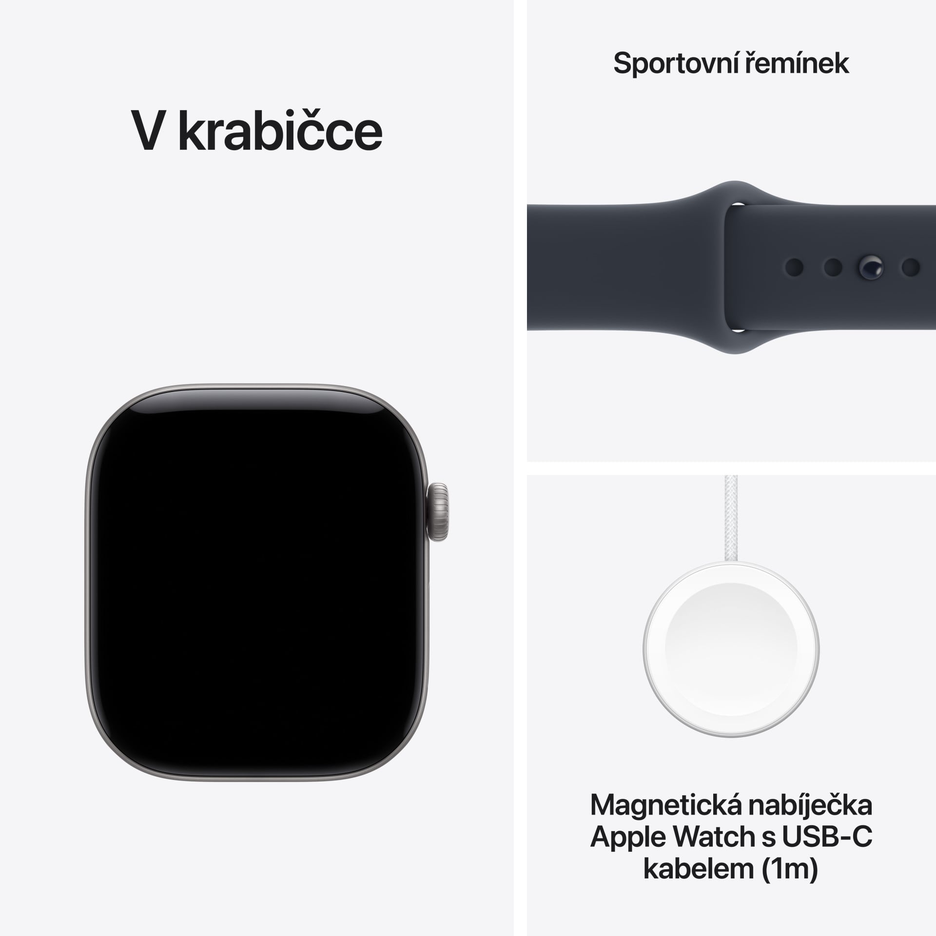 Apple Watch Series 12 GPS 46 mm, hliníkové puzdro v farbe Space Grey s modrým športovým remienkom – M/L