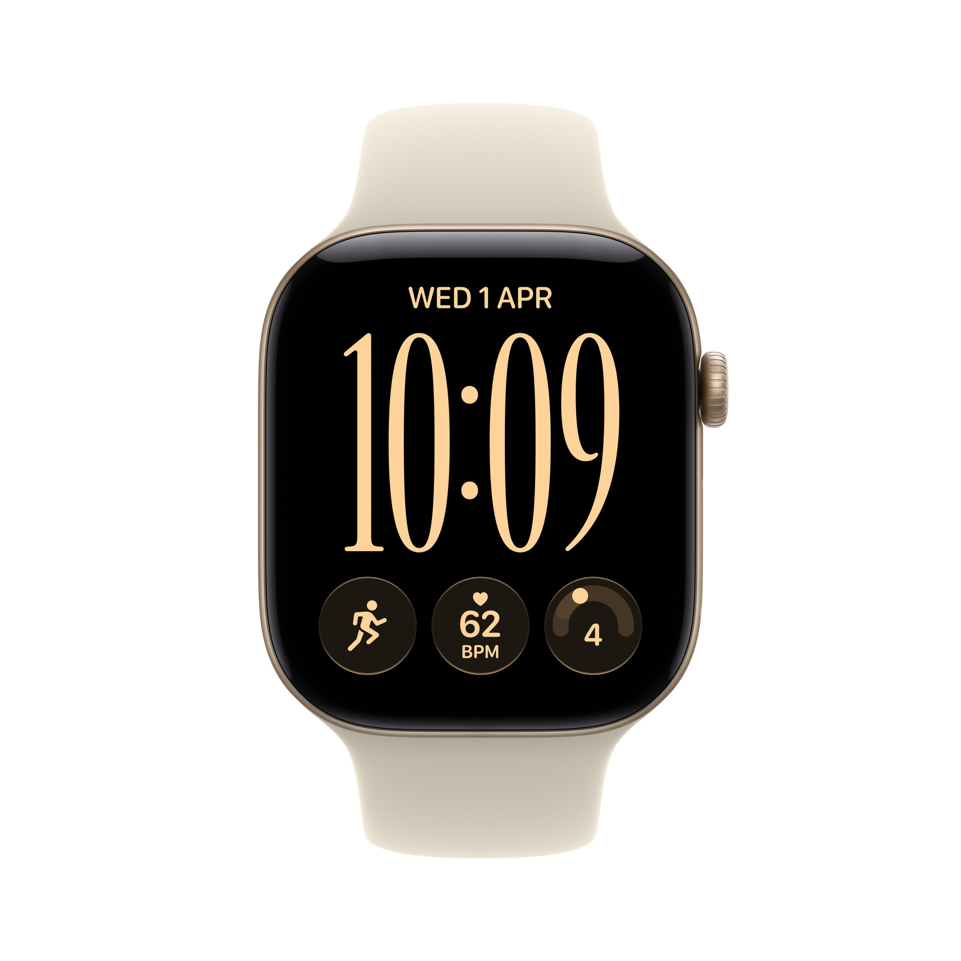 Apple Watch Series 12 GPS 46mm Light Gold Aluminium Case with Sand Sport Band - S/M