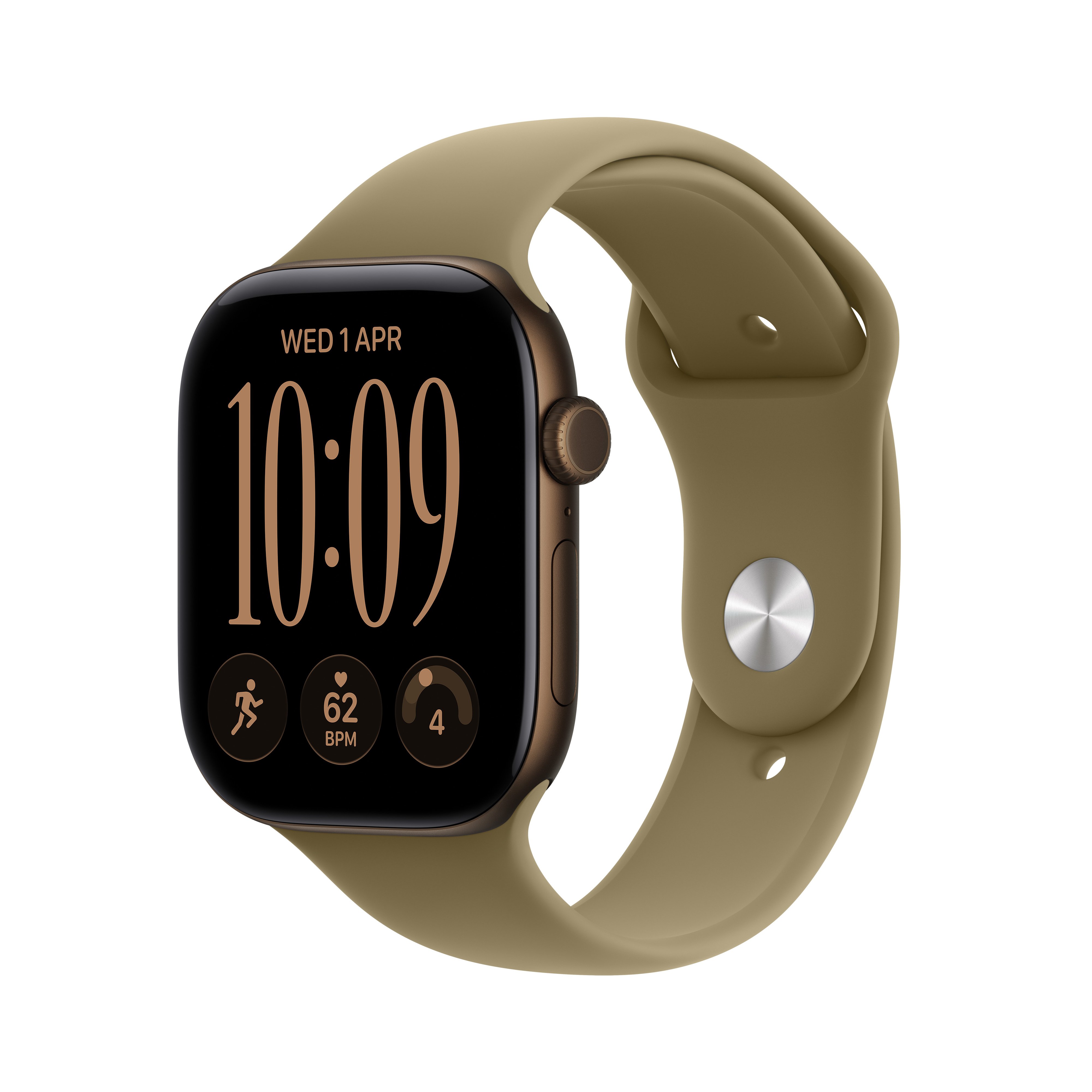 Apple Watch Series 12 GPS + Cellular 42mm Dark Bronze Aluminium Case with Olive Sport Band - M/L