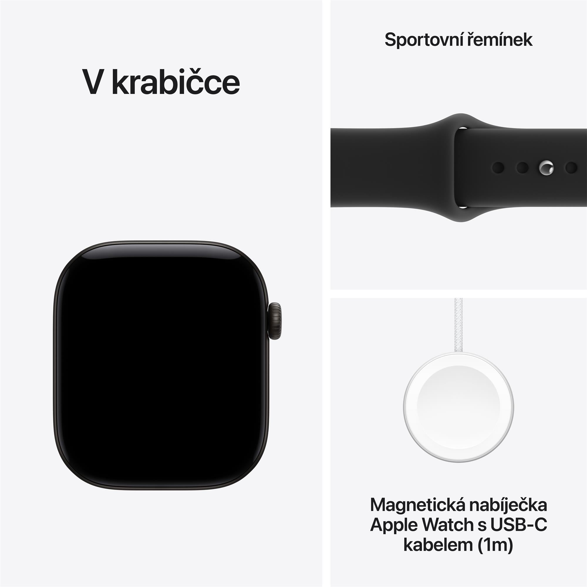 Apple Watch Series 12 GPS + Cellular 46 mm, čierne hliníkové puzdro s čiernym športovým remienkom – S/M