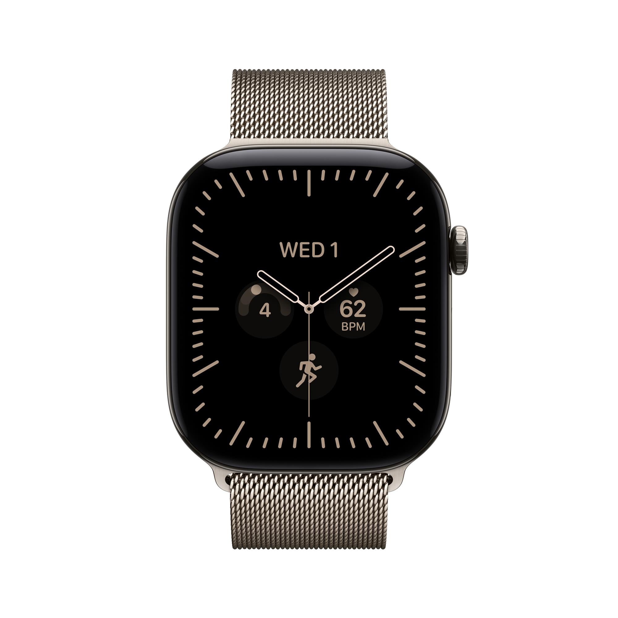 Apple Watch Series 12 GPS + Cellular 46 mm s puzdrom z prírodného titánu a prírodným milánskym remienkom – S/M