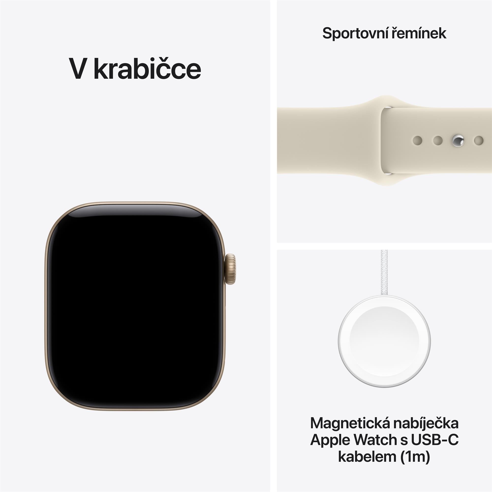 Apple Watch Series 12 GPS + Cellular 46 mm, svetlozlaté hliníkové puzdro s pieskovým športovým remienkom – M/L