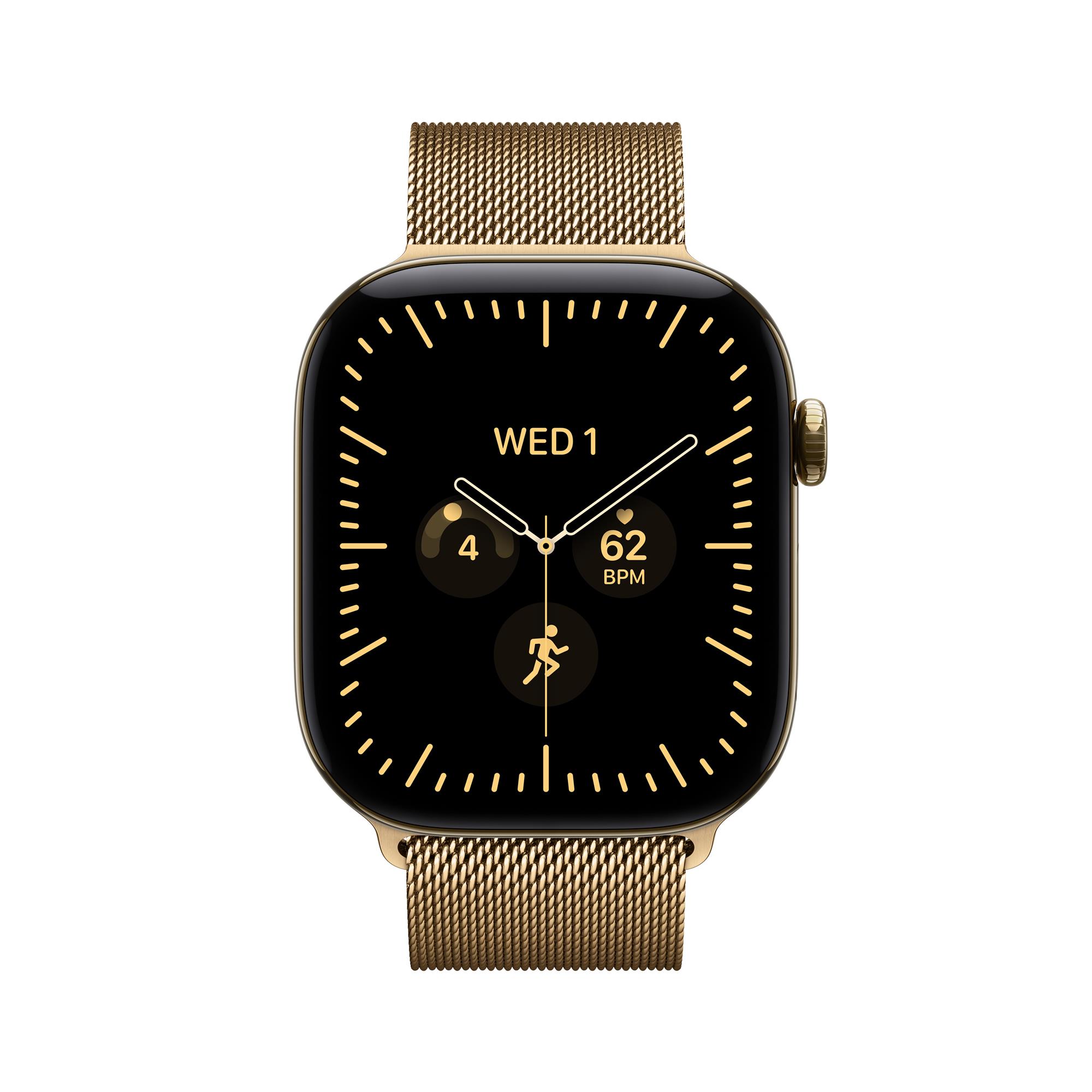 Apple Watch Series 12 GPS + Cellular 46 mm, titánové puzdro v odtieni Radiant Gold s milánskym remienkom v odtieni Radiant Gold – M/L